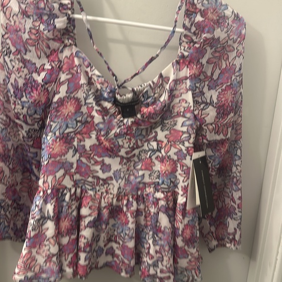 -NWT French connection Fontini Recycled Hallie Halter Peplum Top in summer white - Picture 8 of 14